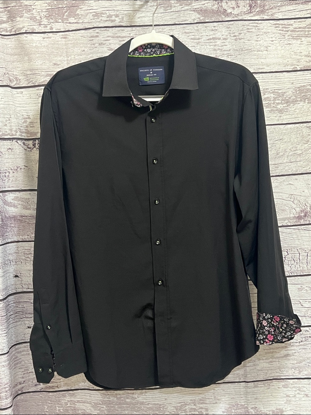 Men's Society of Threads Black Dress Regular fit Shirt size M EUC